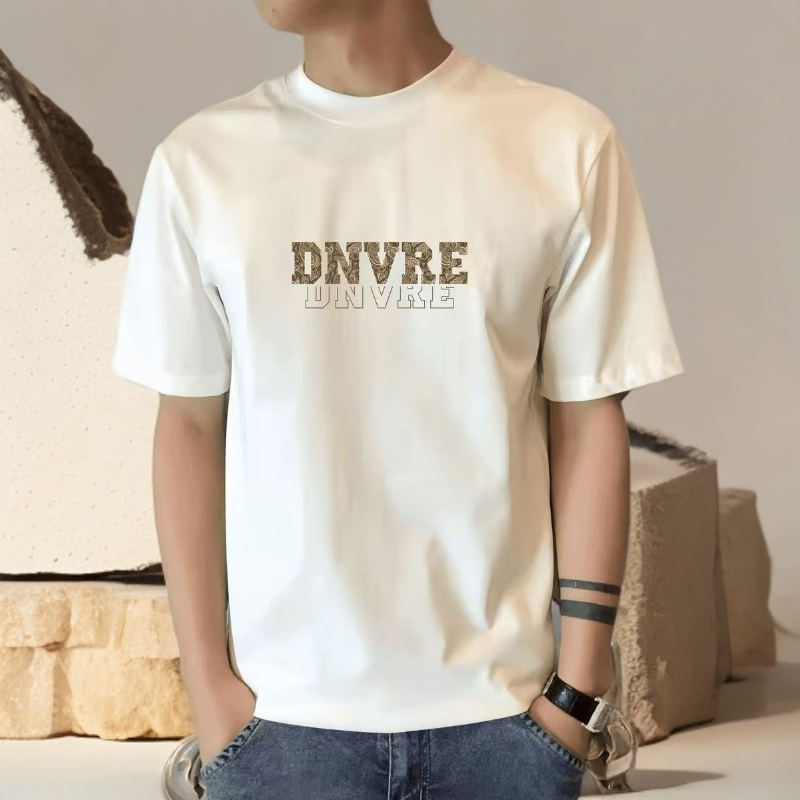 啄木鸟夏季男装重磅纯棉短袖t恤男女潮流宽松圆领百搭印花半袖ins