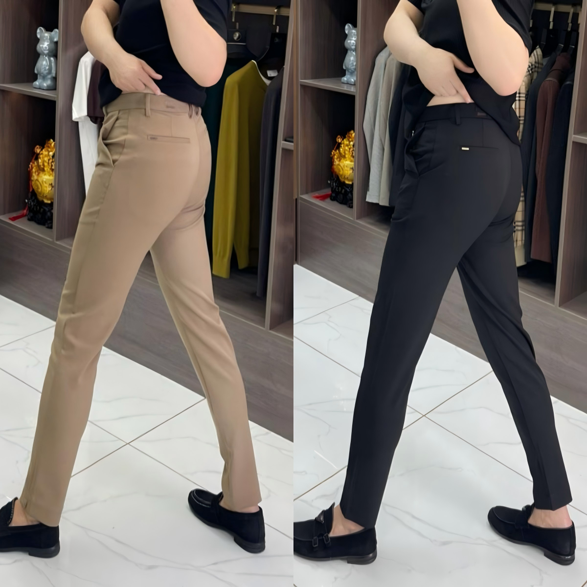 66698秋冬男士九分开叉小脚裤韩版修身休闲裤百搭潮男裤高弹时尚