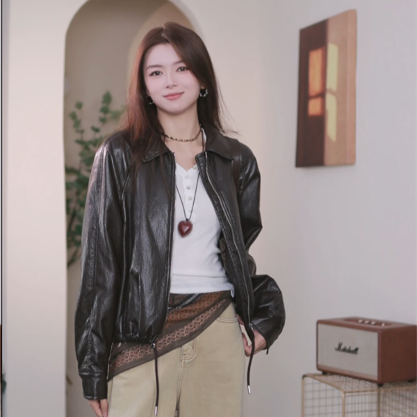 【时髦精】爆款时尚皮衣女2025秋冬新款短款宽松洋气加厚外套上档次