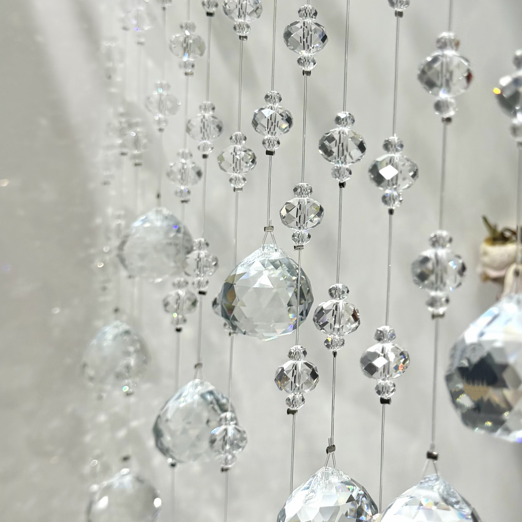 高品质48切面水晶珠帘客厅隔断免打孔玄关过道卫生间装饰挂帘子