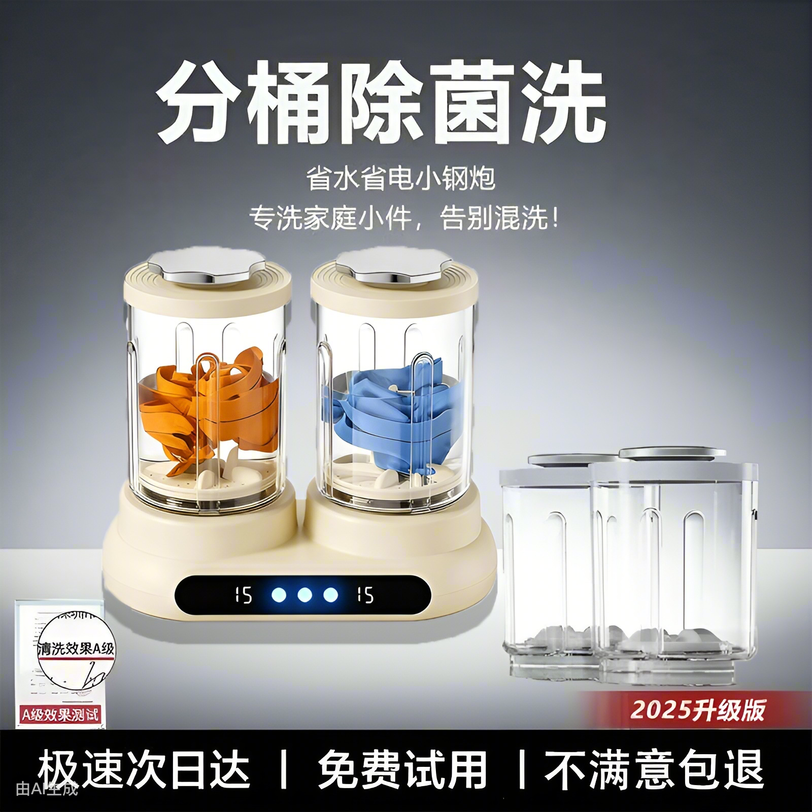 小米有品生态双桶洗衣杯免安装内衣清洗机迷你内衣内裤袜子洗衣机