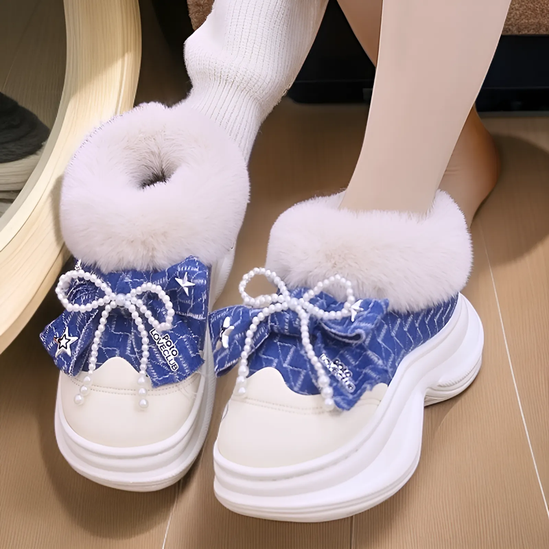 2025新款棉拖鞋女厚底防滑秋冬季可外穿增高毛毛绒保暖棉拖