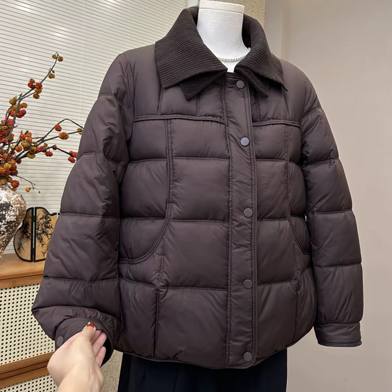 中年妈妈冬装棉服时尚洋气翻领短款棉袄2025新款中老年女秋冬棉衣