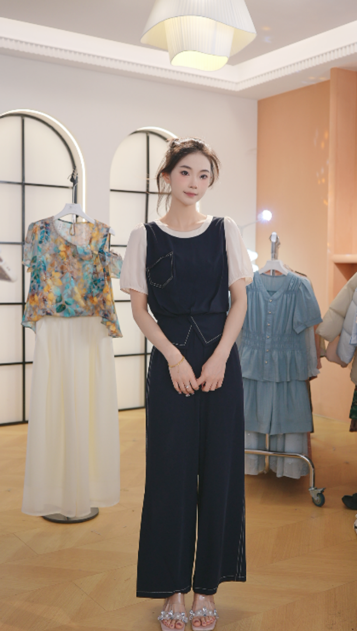 Z8630夏装女士高端时尚两件套洋气百搭宽松套装女