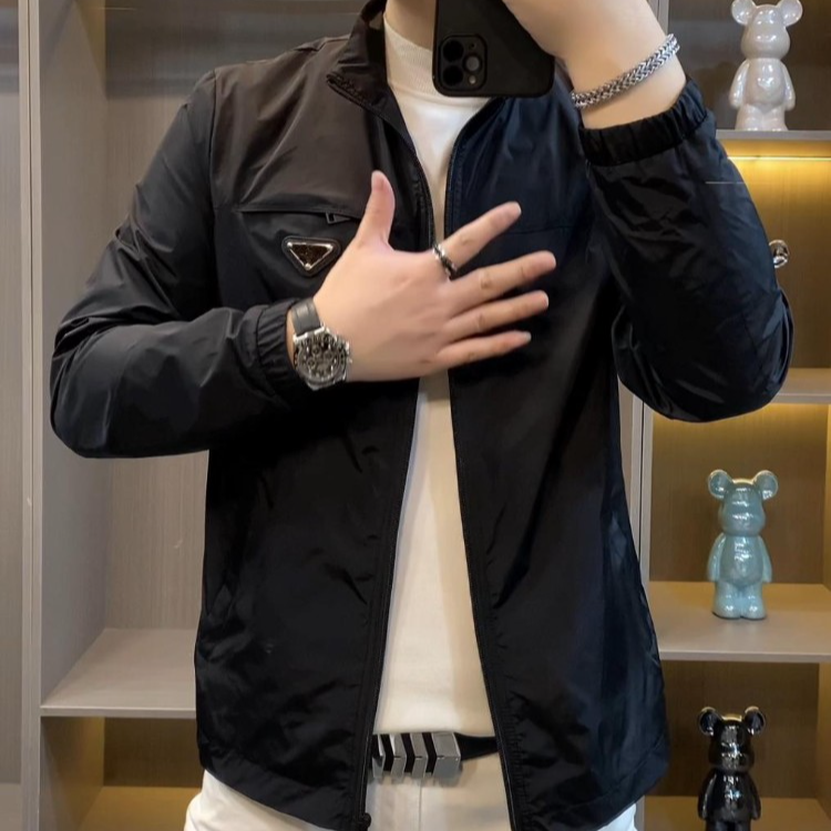2025男士潮流夹克初秋新款百搭中青年男士外套黑色休闲立领上衣