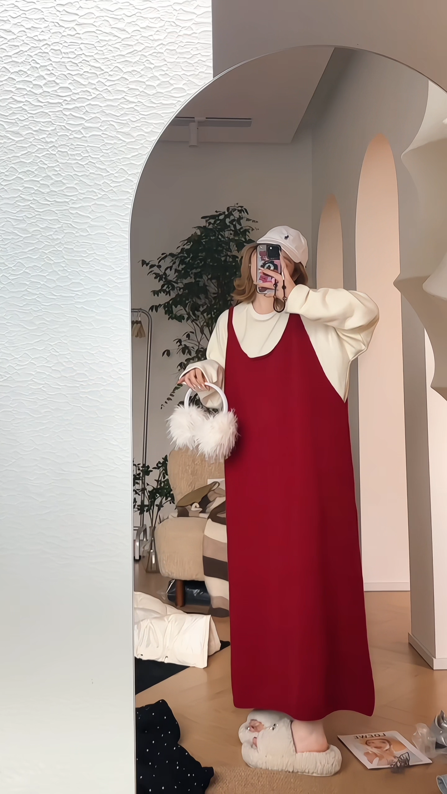 【FANFAN】浆果花园-大码秋季国庆红百搭显瘦宽松版休闲背带裙F0049