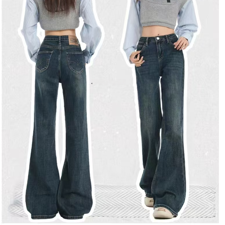 【现货+运费险】大码高腰秋冬微喇加绒牛仔裤胖mm修身长显瘦喇叭裤