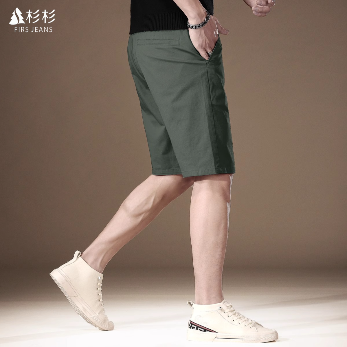 FIRS JEANS杉杉高端冰丝五分裤男士商务夏季薄款直筒休闲裤中裤子