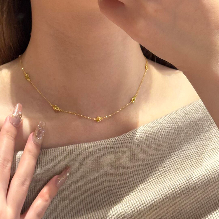 铜合金项链 新中式碎冰冰葫芦项链轻奢小众设计高级感精致锁骨链
