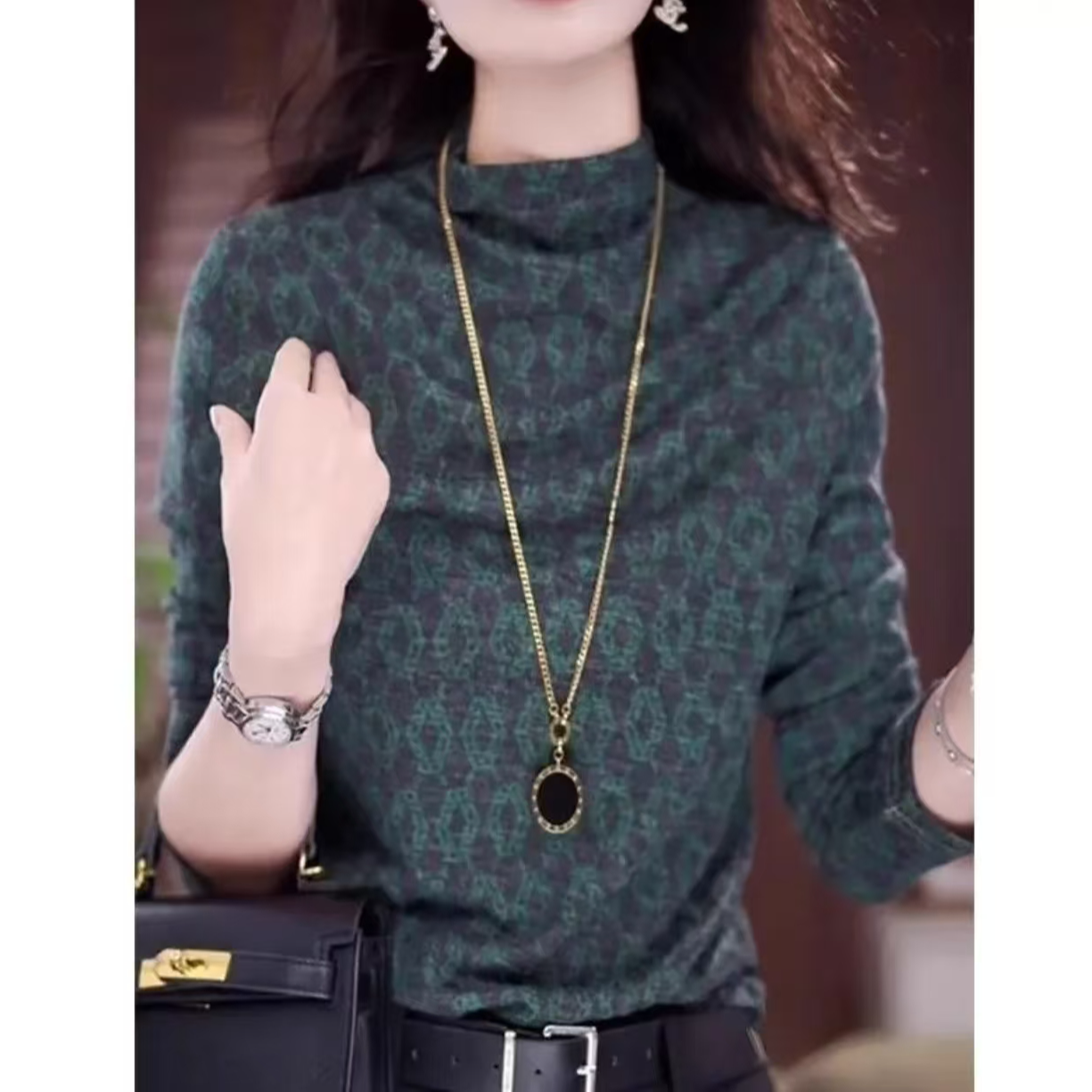 时尚潮流德绒半高领打底-绿宝石