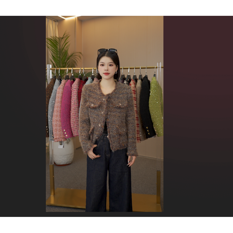 【巧克力+90白鹅绒】MSSY美舒尚衣、小香风复古重工秋冬外套90027