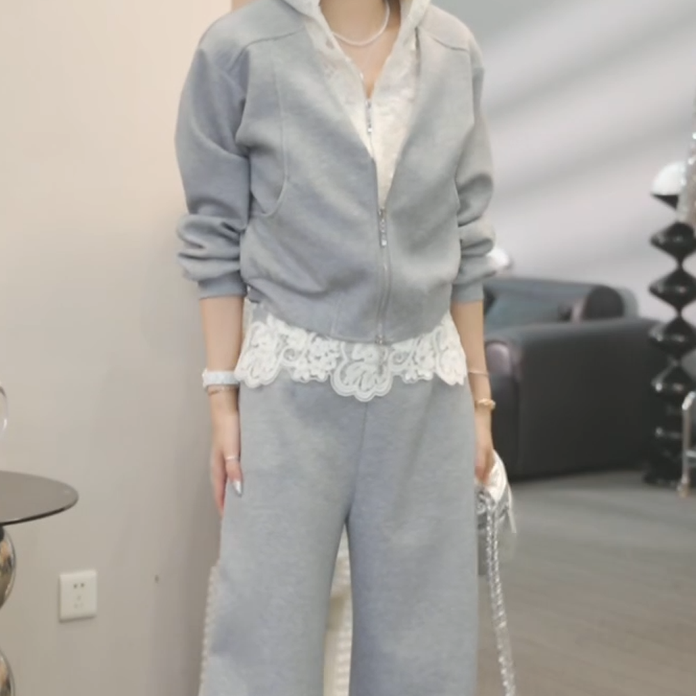 【眉开眼笑】2025春季新款韩版卫衣外套+裤子休闲设计师洋气套装