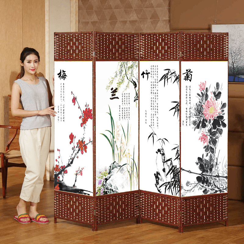 简易屏风折叠房间隔断帘客厅进门卧室遮挡家用挡床玄关新款推拉