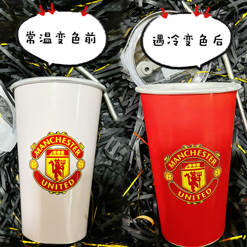 曼联队标冷变色杯曼联足球俱乐部徽章马克杯曼联红魔 logo水杯