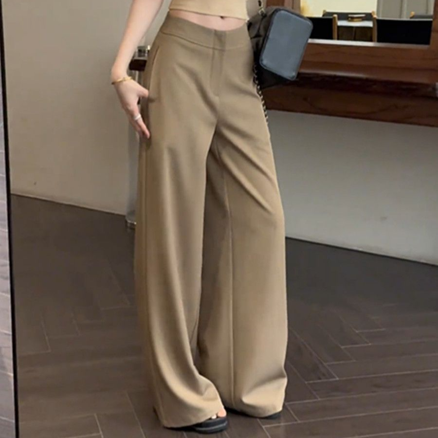 韩系早秋季新款西装裤气质中高腰设计感修身宽松阔腿长裤修身简约