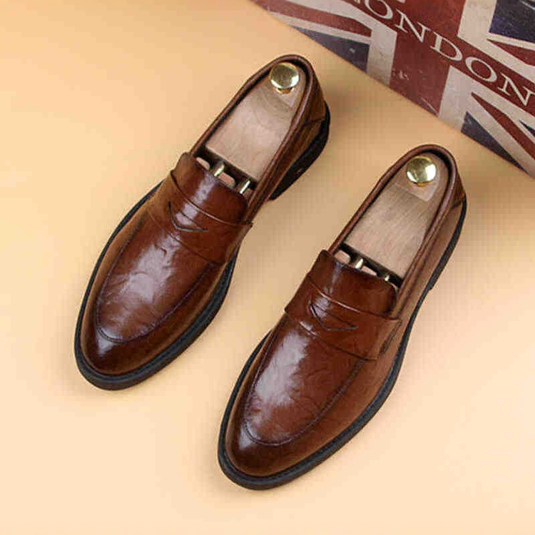 英伦风男士乐福鞋2025新款一脚磴高端商务休闲透气套脚皮鞋男