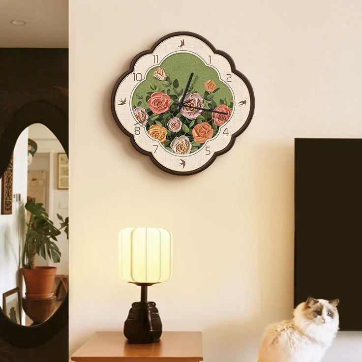 中古风钟表挂钟客厅2025新款高级感复古静音时钟挂墙餐厅装饰画