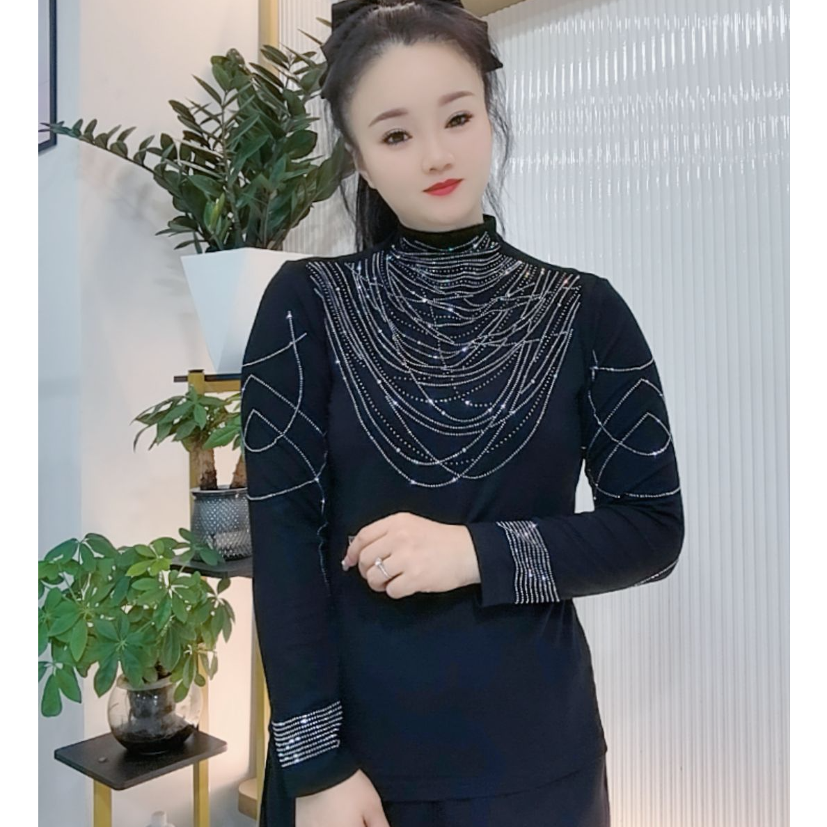 【婉婷服饰】内搭长袖秋款半高领冬季打底衫女装时尚修身休闲百搭