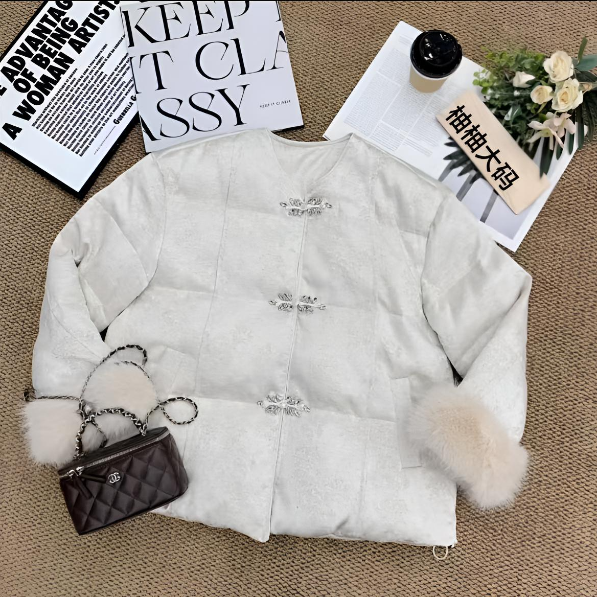 【柚柚】冬季高品质新中式重工刺绣藏肉时尚百搭洋气大码棉服