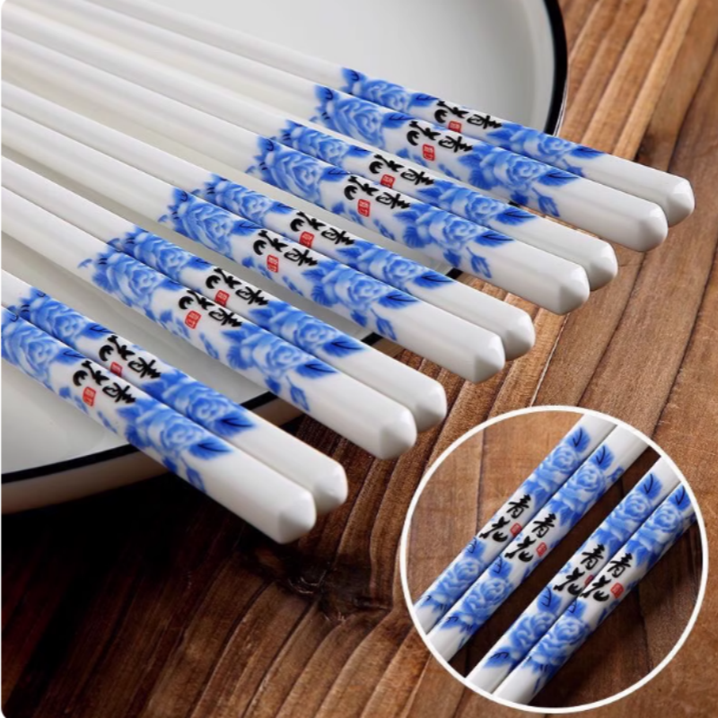 景德镇家用陶瓷筷子健康不发霉环保陶瓷筷子易清洗耐高温防滑