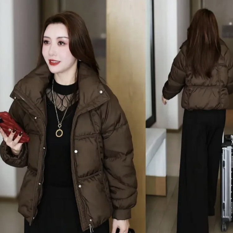 加厚外套短款棉服休闲百搭时尚短款棉衣宽松保暖立领冬季外套507