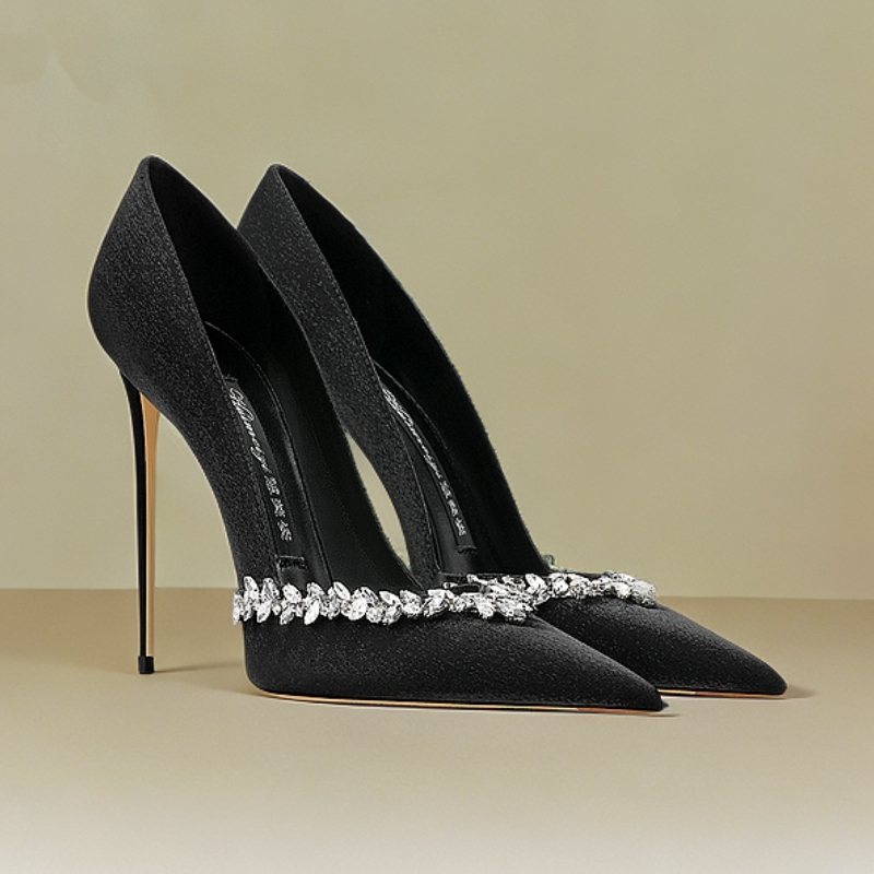 黑色2025秋季新款高跟鞋女尖头细跟小个子轻奢气质配旗袍百搭单鞋