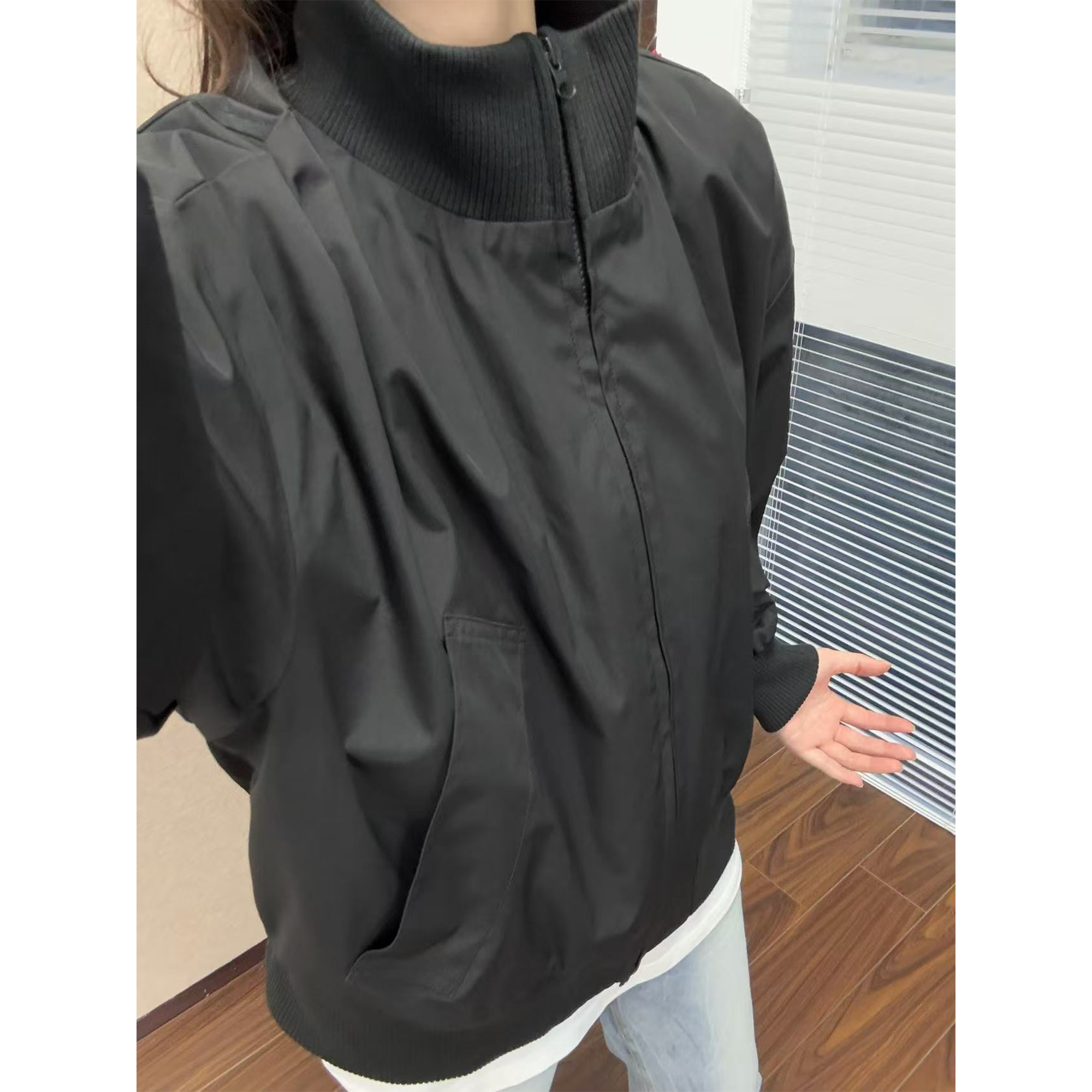 cleanfit短款工装外套男款春秋冬季夹棉棉服棒球服美式飞行员夹克