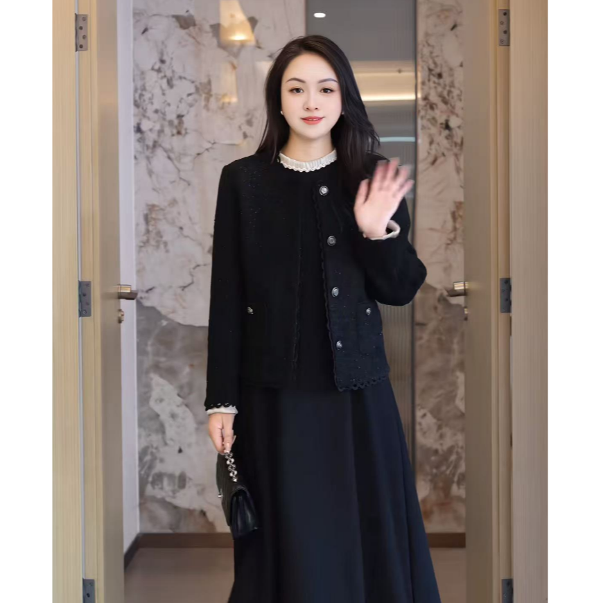 MISS SA 秋季新款轻奢粗花呢气质显瘦小香风短款外套 25109636