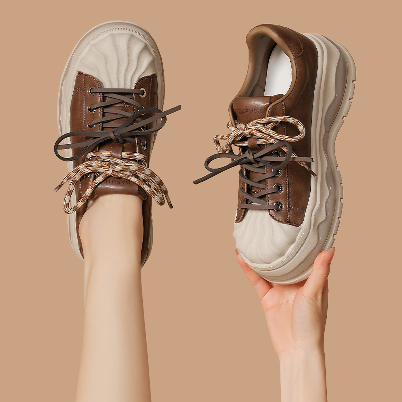 达芙妮2025新款韩系贝壳头厚底板鞋小众休闲增高休闲运动鞋潮流鞋