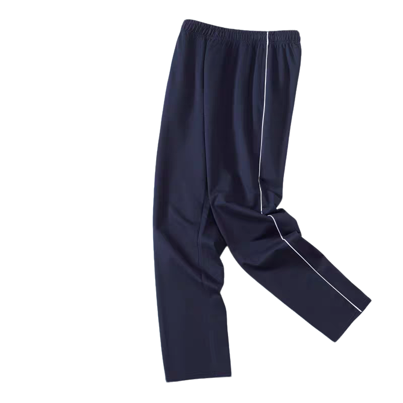 春秋一条白细杠校服运动裤蓝色加厚不加绒长裤裤子卫裤宽松休闲裤