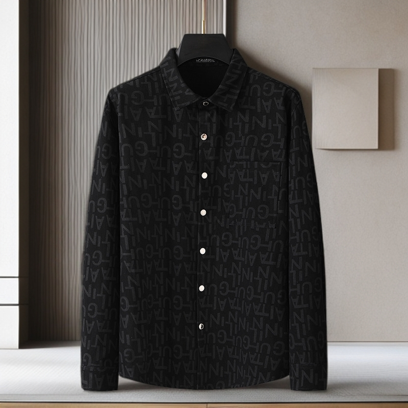 2025秋季男士青年衬衫款加肥翻领时尚休闲夹克胖子宽松潮流外套