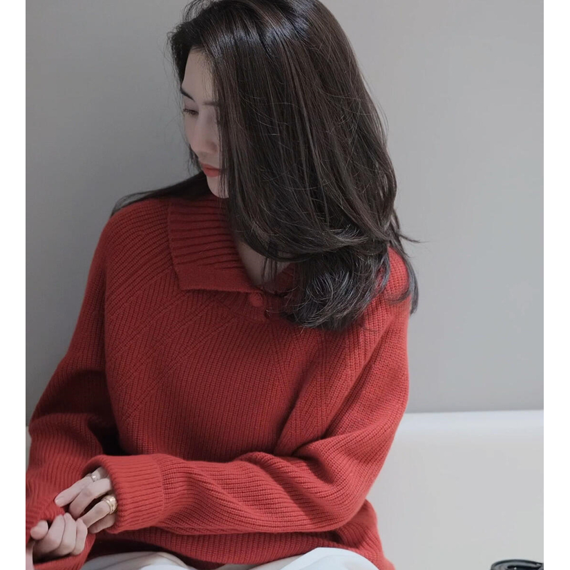 本命年圣诞穿搭红色毛衣女秋冬季慵懒风高级感宽松内搭针织衫上衣