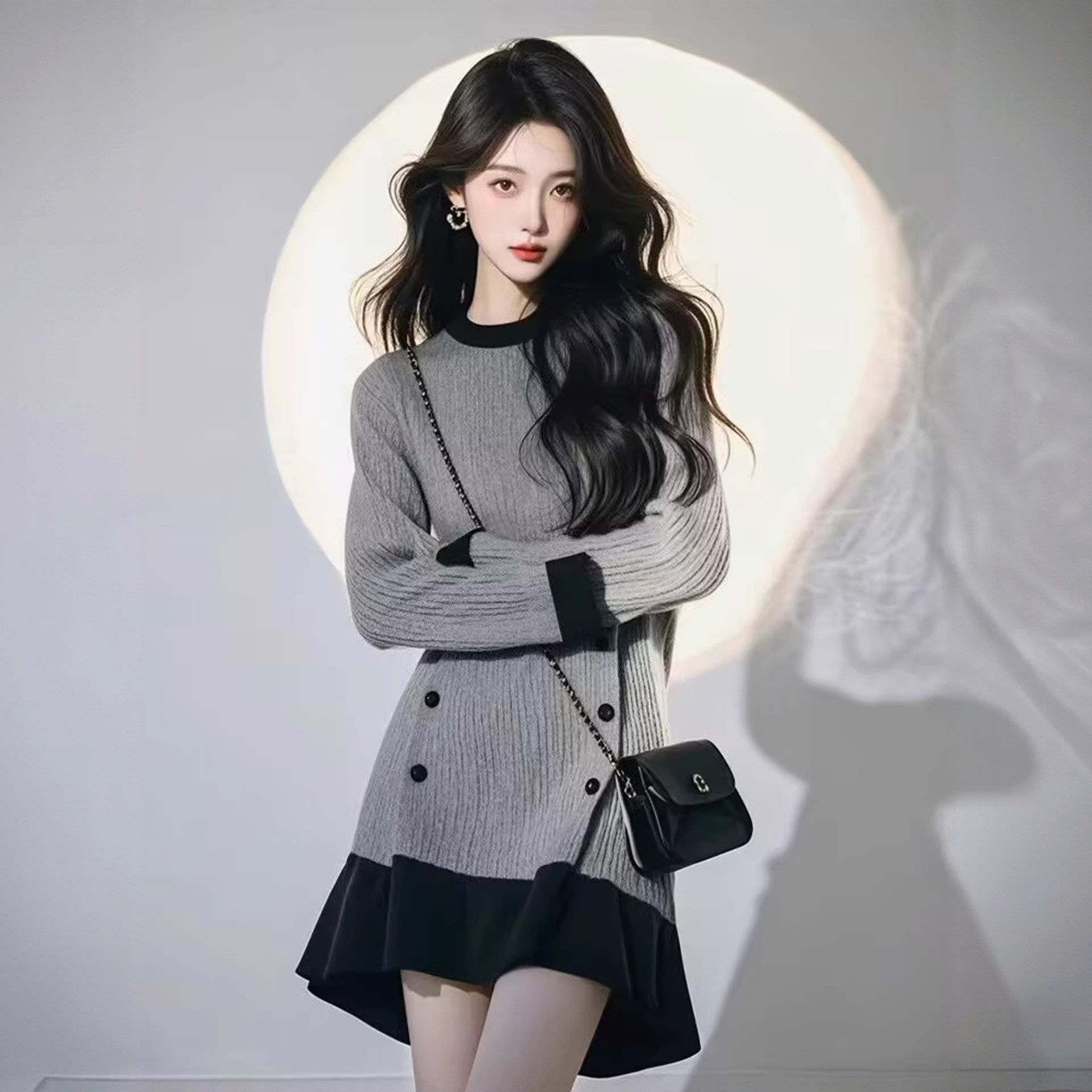 小香风高级感超好看气质针织连衣裙慵懒风短裙子女2025秋冬季新款