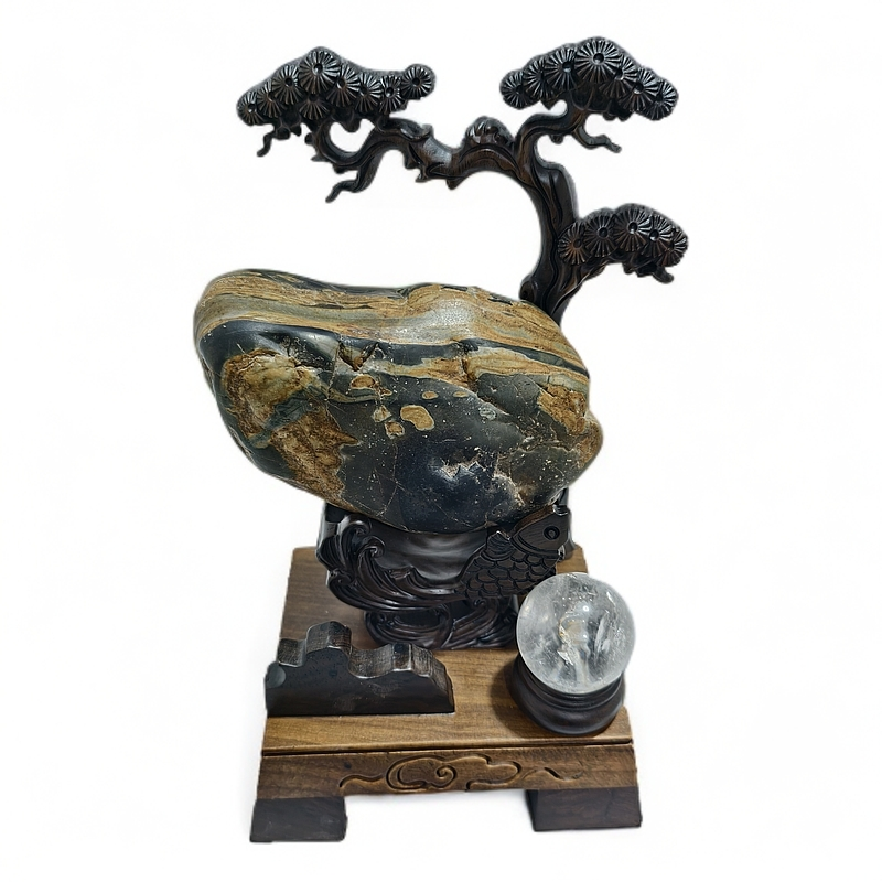 松树鱼非洲黑檀木通用奇石底座摆桌面客厅水晶球底座实木工厂批发