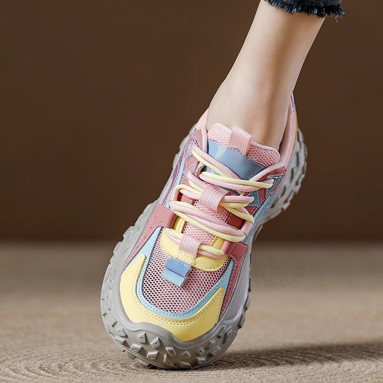 舒适轻便百搭老爹鞋女士2025秋季新款厚底增高网面透气休闲运动鞋