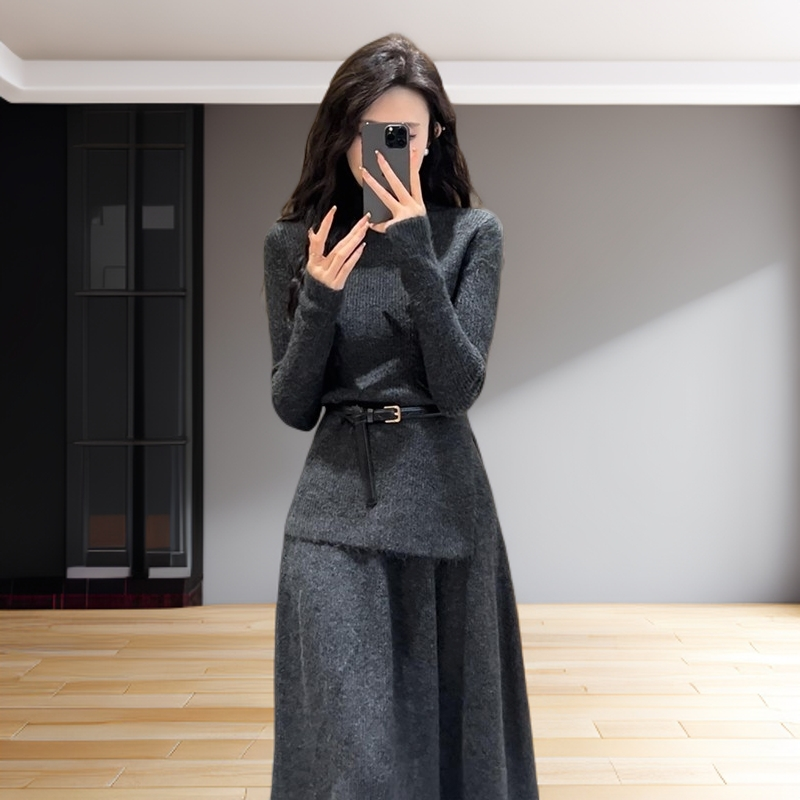 GUYN高级感套装长裙小个子韩系穿搭连衣裙子女2025早秋季法式气质