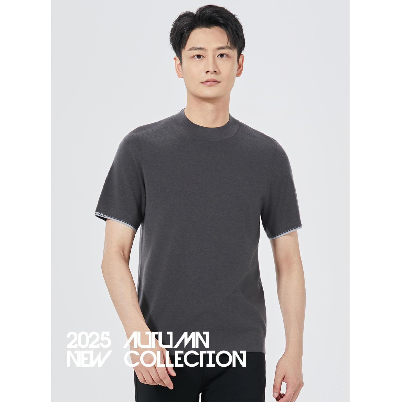 Lilanz/利郎短袖针T恤男士圆领舒适休闲百搭羊毛半袖男款B5QMS305