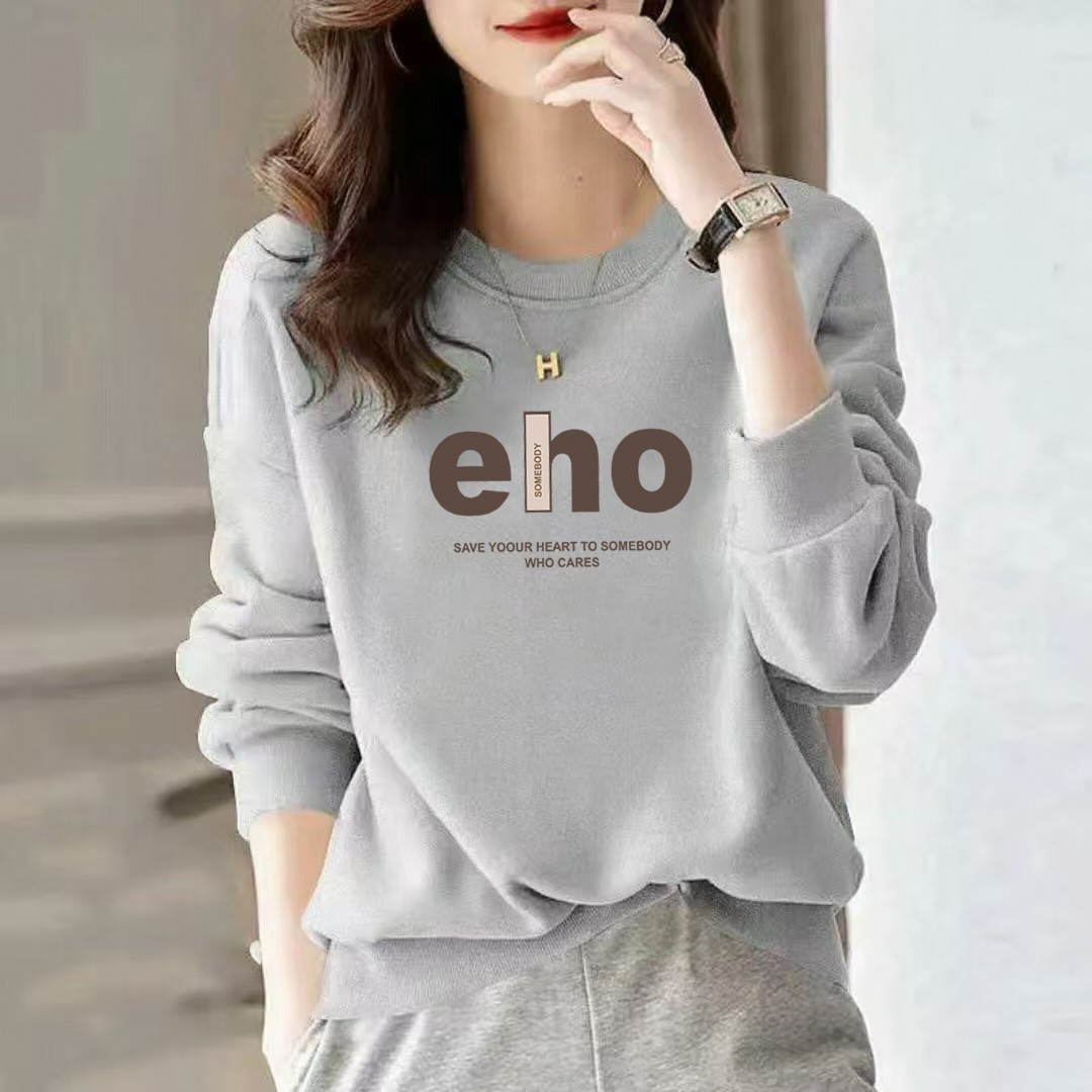 秋冬卫衣女生时尚百搭加绒秋冬装长袖上衣韩系服装圆领打底衫