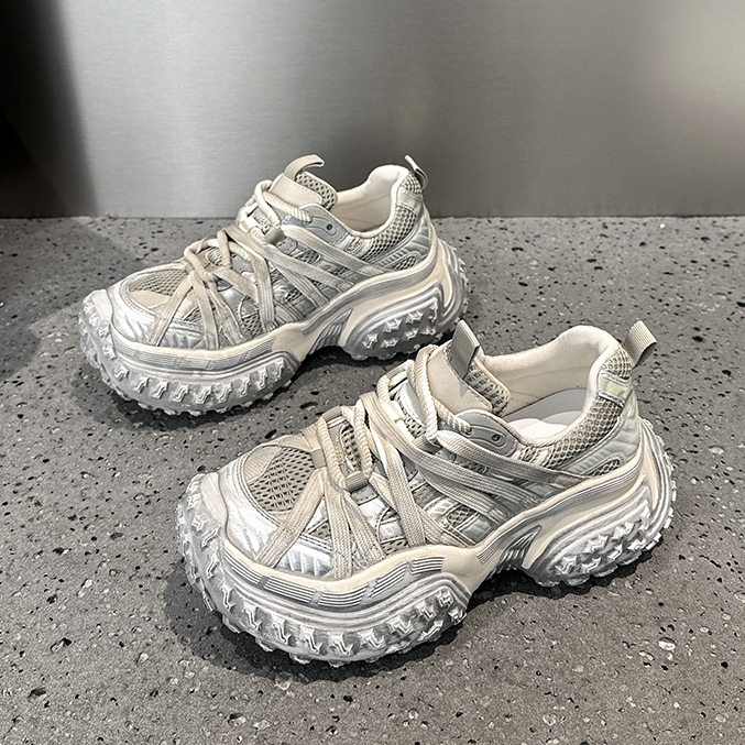 做旧轮胎底老爹鞋女欧货新款百搭厚底复古擦色增高休闲轻便运动鞋