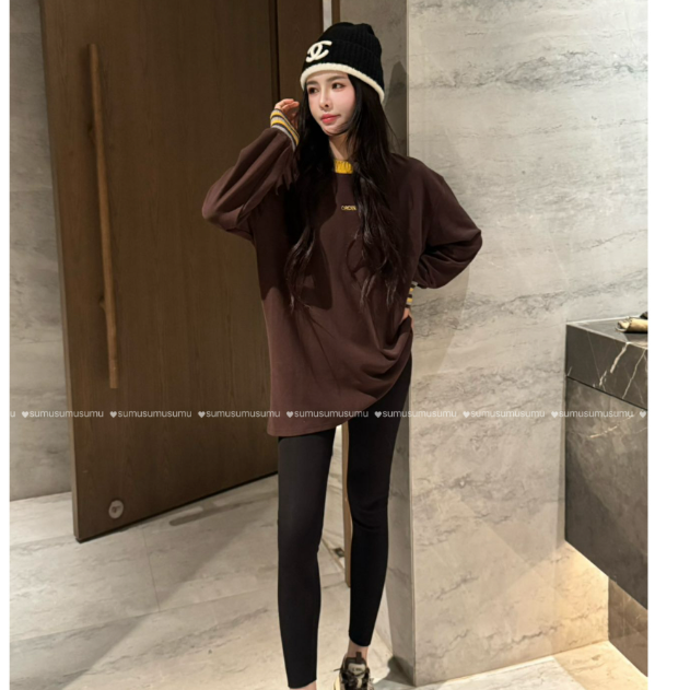 宿慕SUMU 针织拼接领双面绒卫衣T恤保暖新款2025冬季舒适上衣1681