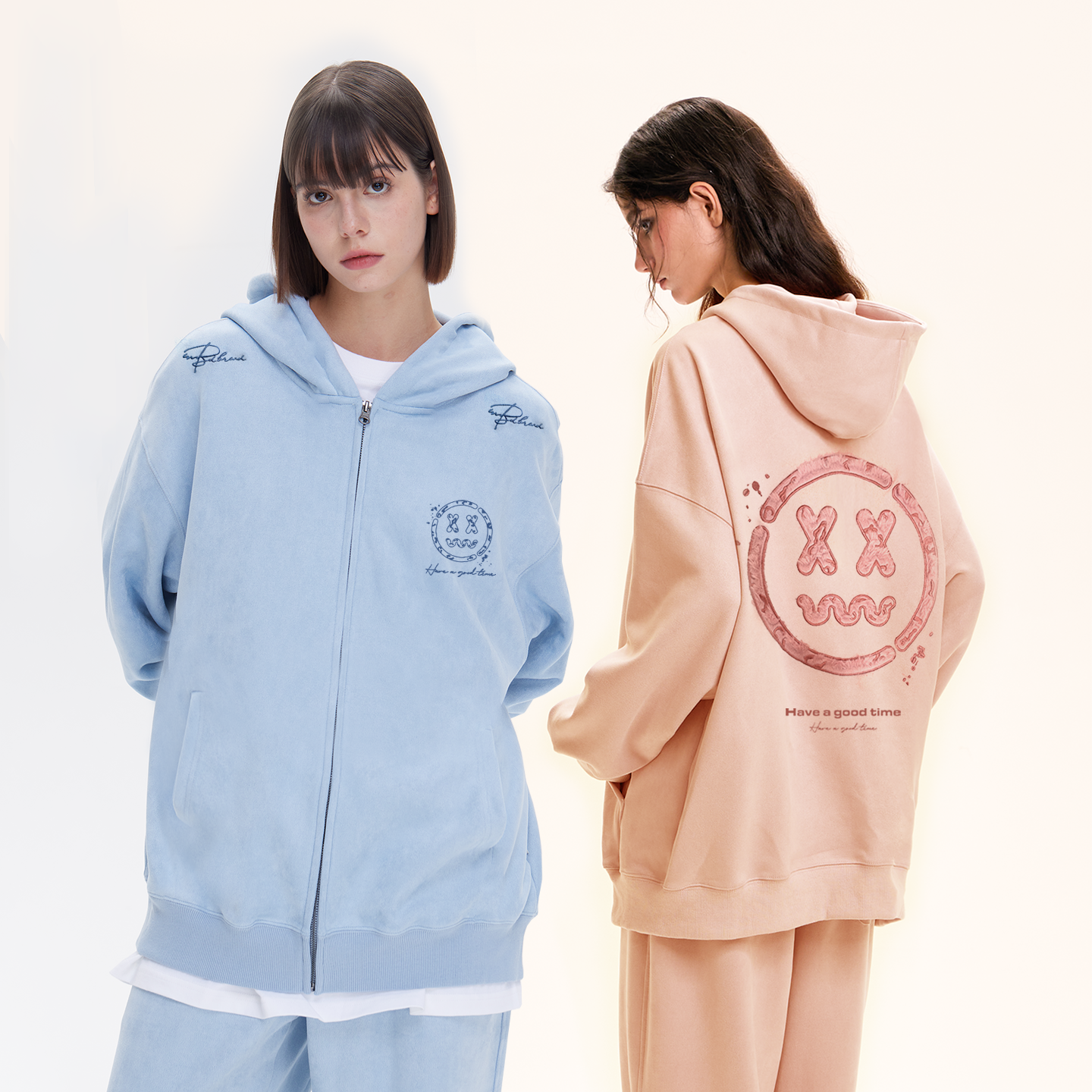 MBD小恶魔2025秋季情侣刺绣开衫仿麂皮拉链卫衣潮牌百搭宽松外套