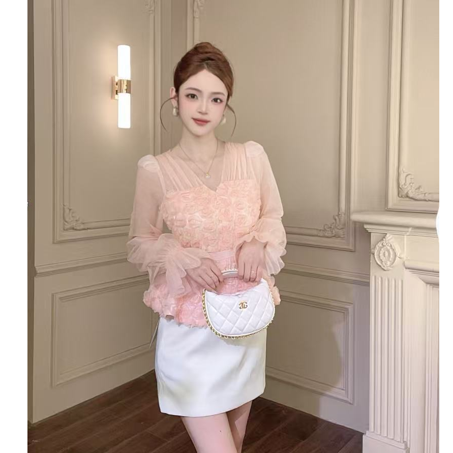 【鹿鹿原创】甜美法式气质显瘦时尚长袖-65484