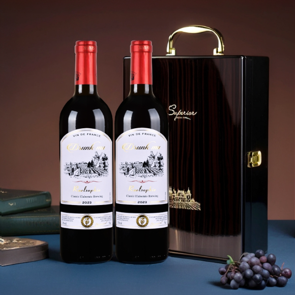 醉慕拉爱尔莎菲干红葡萄酒钢琴烤漆红酒礼盒装2支750ml品质精选