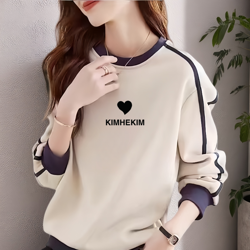 欧货卫衣女纯棉圆领2025秋冬撞色新款拼接设计感套休闲上衣外套