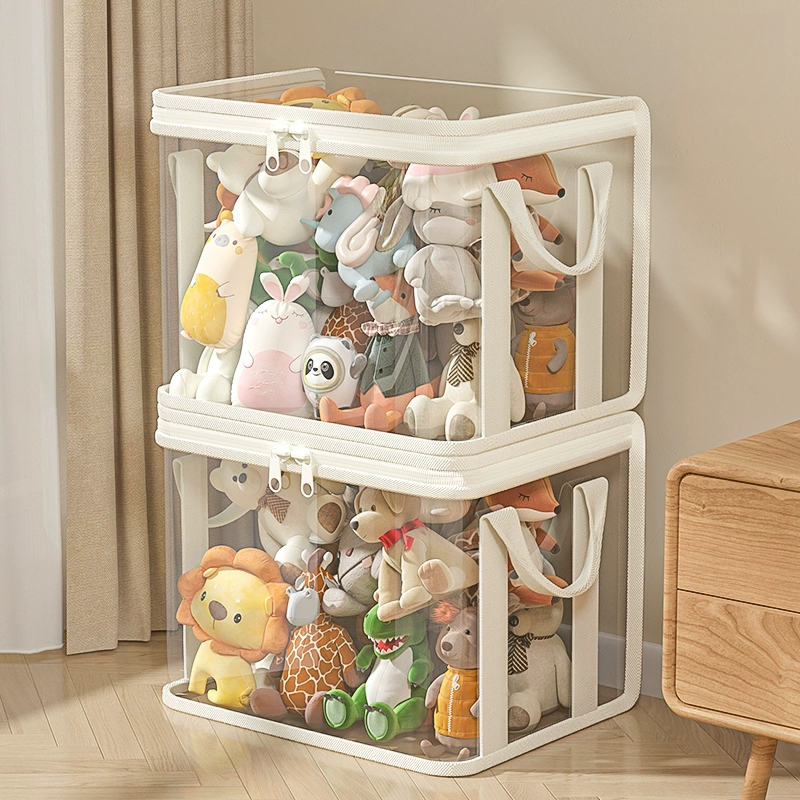 娃娃收纳桶家用毛绒玩具收纳神器透明大容量公仔收纳篮玩偶置物架