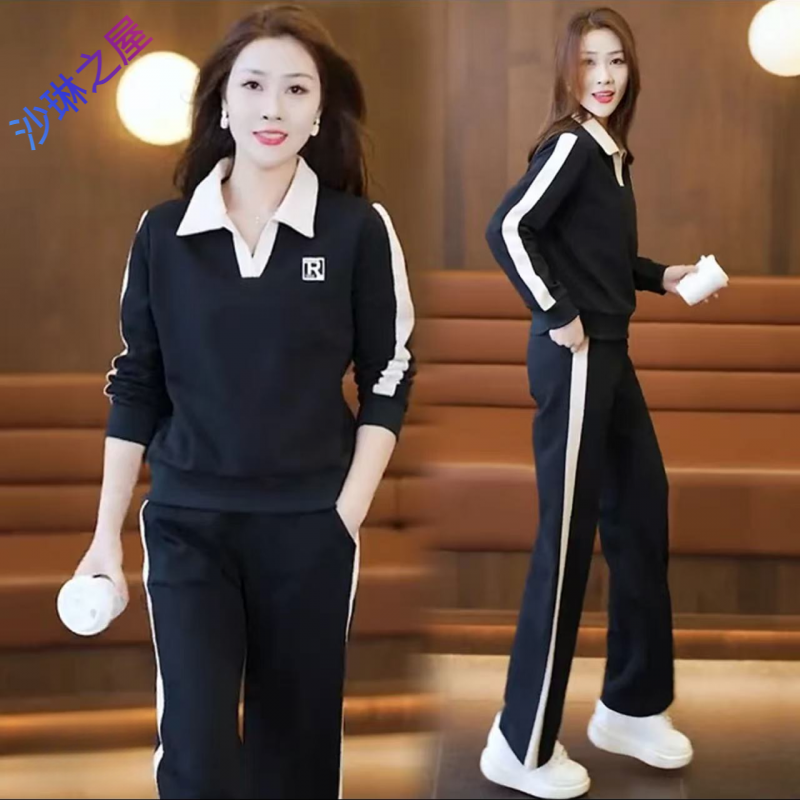 休闲运动服卫衣套装女春秋季2025年新款Polo领跑步两件套时尚399#