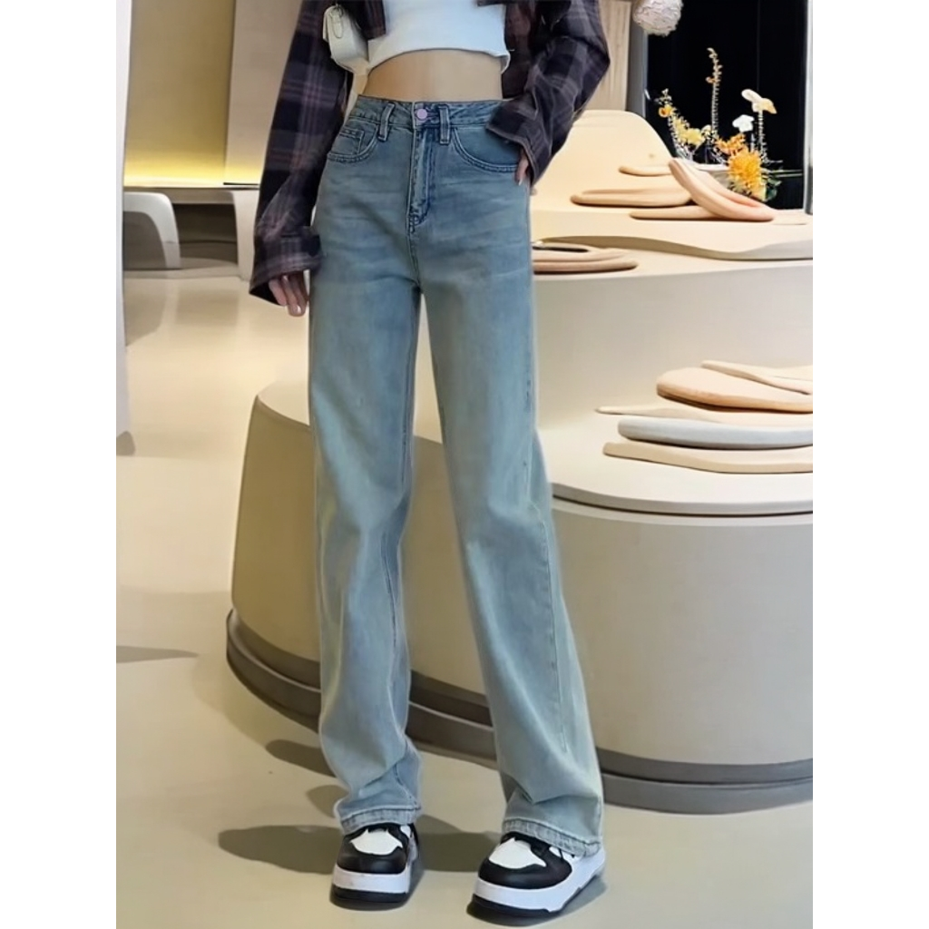 天丝阔腿牛仔裤女2025年新款爆款夏季薄款小个子高腰直筒裤子