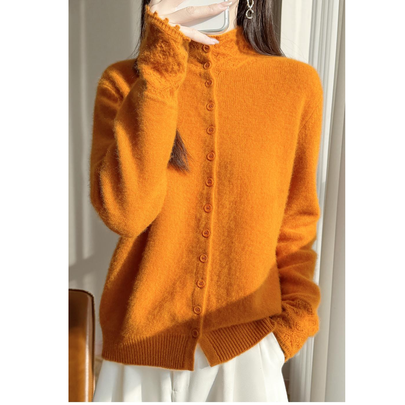 香家专卖5【加厚保暖 钩花花边】冬季新款重磅加厚保暖绵羊绒羊毛