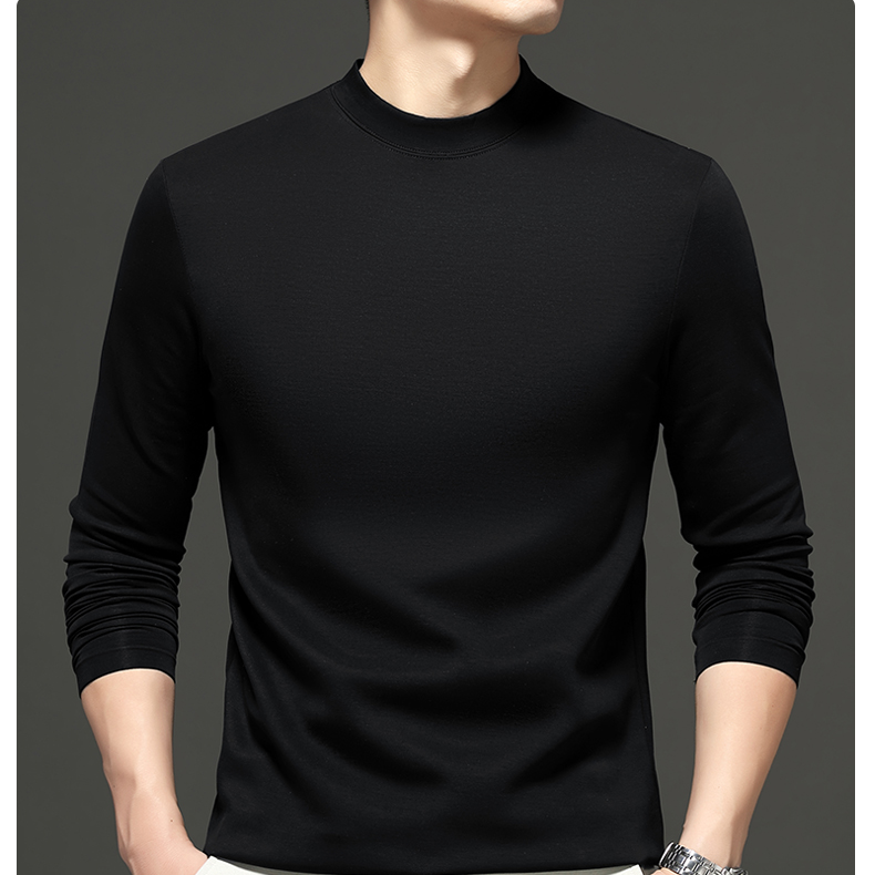 莱赛尔混纺面料！纵享丝滑B类贴身穿！纯色圆领男士打底衫-11102