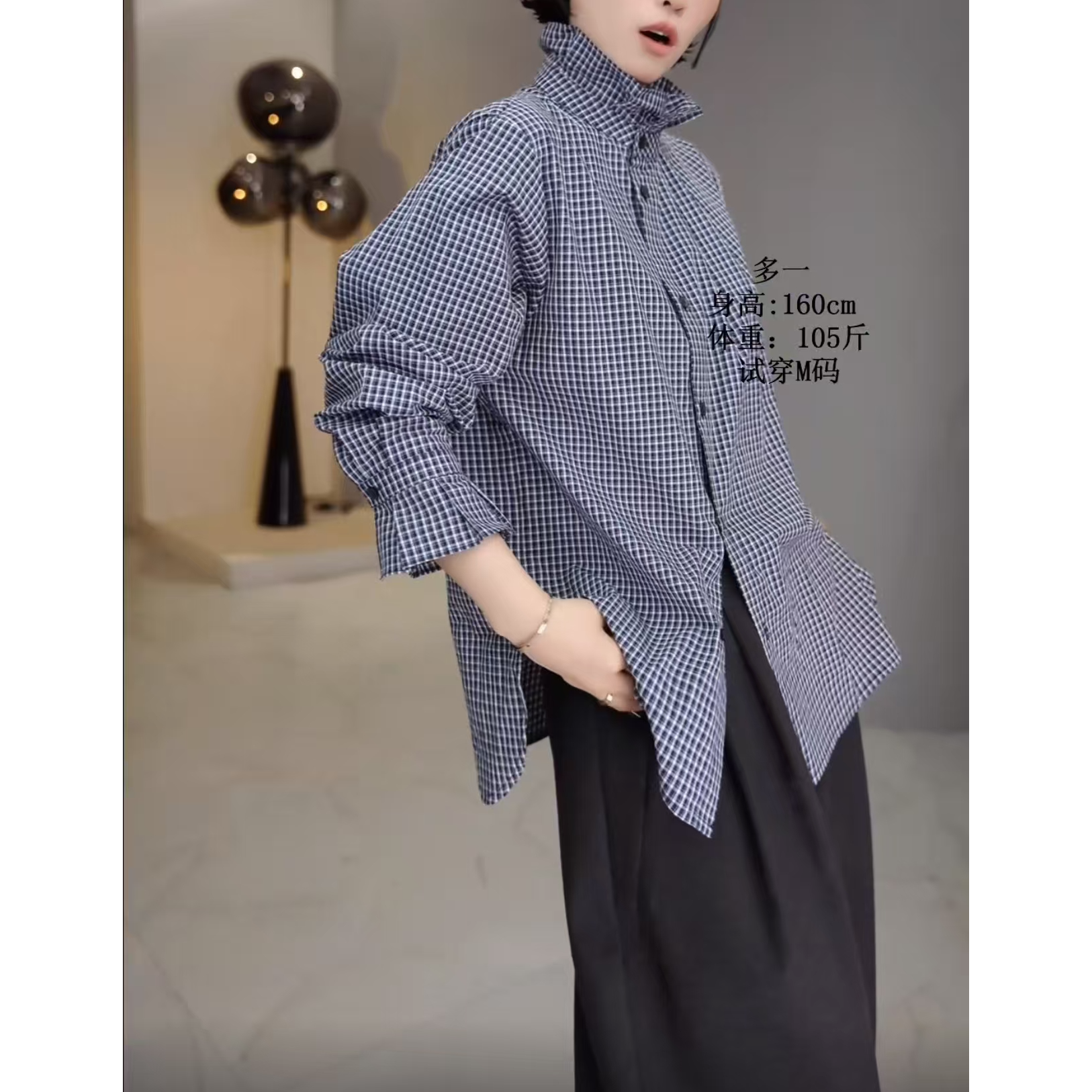 米米同款设计欧货100%“精梳棉”花苞衬衣